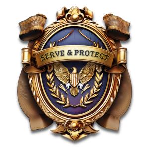Authority Shield : Service & Strength Customizable PowerPoint clipart graphic preview.