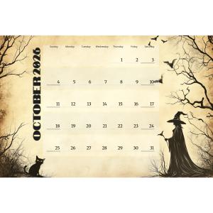 October Calendar Design Customizable PowerPoint clipart graphic preview.