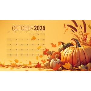 October Harvest Calendar Customizable PowerPoint clipart graphic preview.