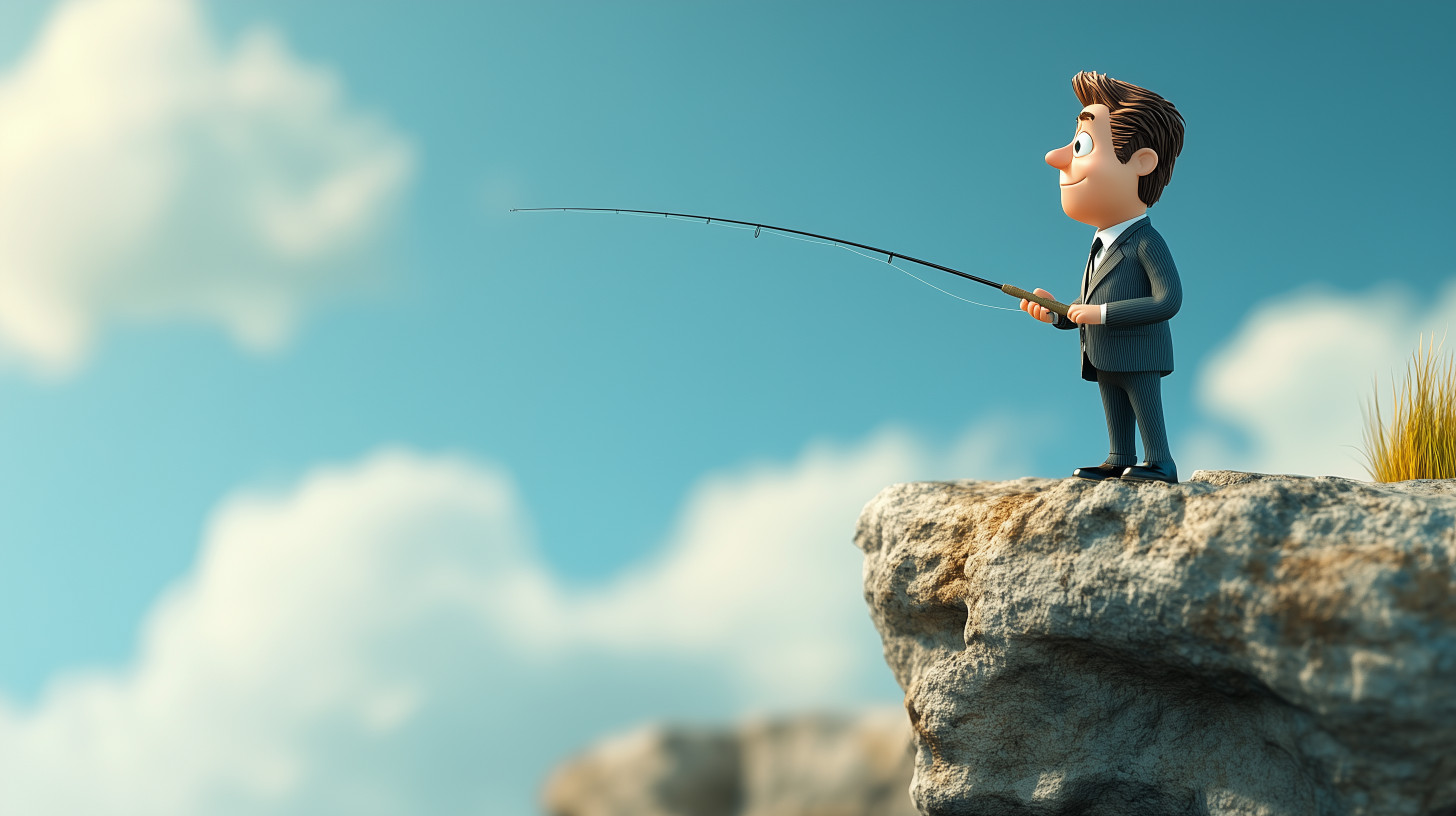 High-resolution clipart illustration of Fishing on a Cliff

, designed for environmental education decks, outdoor recreation marketing, and conservation awareness campaigns.
