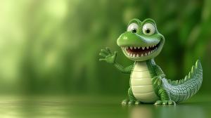 Cartoon Alligator Character PowerPoint clipart graphic preview.