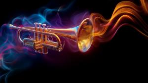 Colorful Trumpet Background PowerPoint clipart graphic preview.