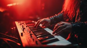 Musician Playing Keyboard PowerPoint clipart graphic preview.