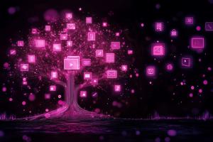 Digital Knowledge Tree PowerPoint clipart graphic preview.
