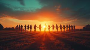 Unity at Sunset PowerPoint clipart graphic preview.