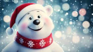 Festive Polar Bear Background PowerPoint clipart graphic preview.
