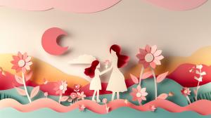 Mother and Child in Nature PowerPoint clipart graphic preview.