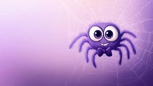 Whimsical Purple Spider PowerPoint clipart graphic preview.