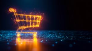 Digital Shopping Cart Design PowerPoint clipart graphic preview.