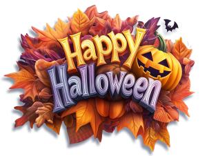 Happy Halloween Typography PowerPoint clipart graphic preview.