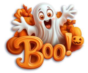 Halloween Ghost Boo PowerPoint clipart graphic preview.
