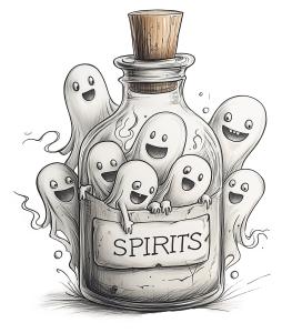 A Bottle Of Halloween Spirits PowerPoint clipart graphic preview.