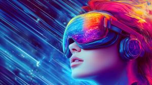 Futuristic VR Experience PowerPoint clipart graphic preview.