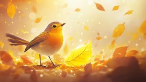 Autumn Bird Delight PowerPoint clipart graphic preview.
