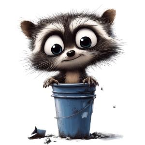 Raccoon In Garbage Can PowerPoint clipart graphic preview.