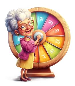 Woman With Gameshow Wheel PowerPoint clipart graphic preview.