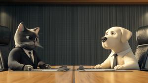 Corporate Animals Meeting PowerPoint clipart graphic preview.