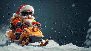 Santa on Snowmobile Adventure PowerPoint clipart graphic preview.