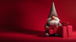 Festive Gnome with Gifts PowerPoint clipart graphic preview.