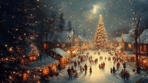 Winter Village Celebration PowerPoint clipart graphic preview.