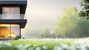 Modern House in Nature Background PowerPoint clipart graphic preview.