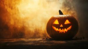 Halloween Pumpkin Glow Background PowerPoint clipart graphic preview.