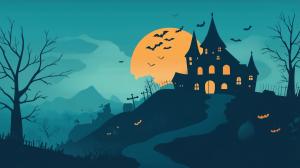 Halloween Haunted PowerPoint Background PowerPoint clipart graphic preview.