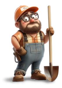 Worker With Shovel PowerPoint clipart graphic preview.