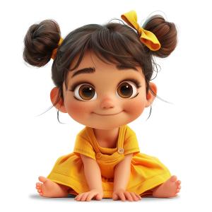 Cute Gril Toddler PowerPoint clipart graphic preview.