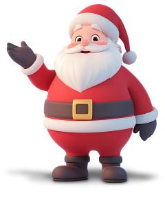 Santa Gesturing To Side PowerPoint clipart graphic preview.