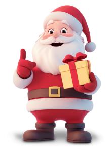 Santa Holding Gift Idea PowerPoint clipart graphic preview.