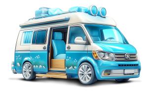Conversion Camper Van PowerPoint clipart graphic preview.