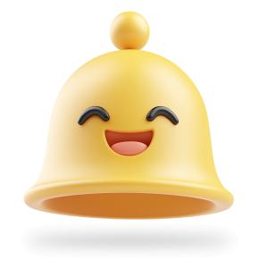 Cartoon Notification Bell PowerPoint clipart graphic preview.