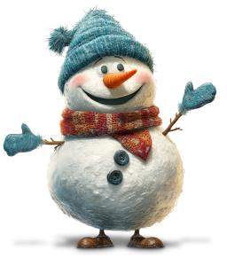 Stylized Snowman Gesture To Side PowerPoint clipart graphic preview.
