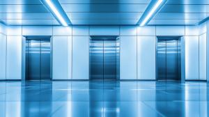 Modern Elevator Lobby Background Image PowerPoint clipart graphic preview.