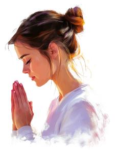 Woman Eyes Closed Praying PowerPoint clipart graphic preview.
