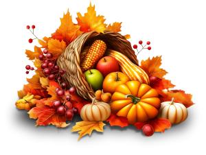 Cornucopia Harvest PowerPoint clipart graphic preview.