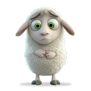 Sad / Shy Sheep PowerPoint clipart graphic preview.