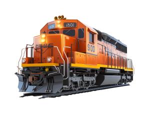 Train Engine on Rails PowerPoint clipart graphic preview.