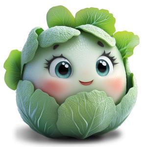 Happy Cabbage PowerPoint clipart graphic preview.