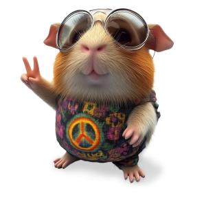 Hippie Guinea Pig  Image PowerPoint clipart graphic preview.