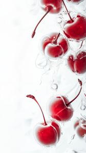 Fresh Cherries in Water PowerPoint clipart graphic preview.