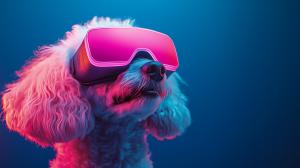 Dog in Virtual Reality Goggles PowerPoint clipart graphic preview.