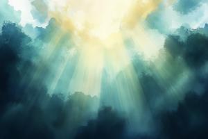 Heavenly Rays Watercolor Background PowerPoint clipart graphic preview.