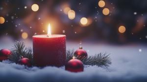 Christmas Candle and Ornaments PowerPoint clipart graphic preview.