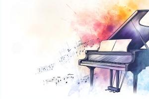 Musical Piano Background Art PowerPoint clipart graphic preview.