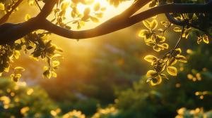Serene Forest Sunset Background Image PowerPoint clipart graphic preview.