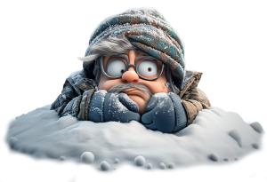 Man Buried In Snow PowerPoint clipart graphic preview.