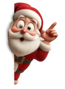 Santa Pointing Around Corner PowerPoint clipart graphic preview.
