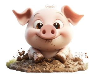 Happy Pig In The Mud PowerPoint clipart graphic preview.